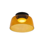 Retro orange layered glass ceiling light with a warm glow and black mount, 32cm diameter.