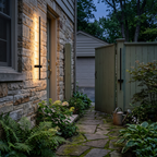 Long Outdoor Wall Light LED by side path at twilight - Ray