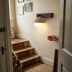 Linear Travertine Wall Light on staircase wall - Gevon