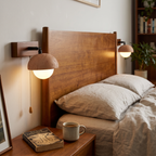Linear Travertine Wall Light pair styled in interior - Gevon