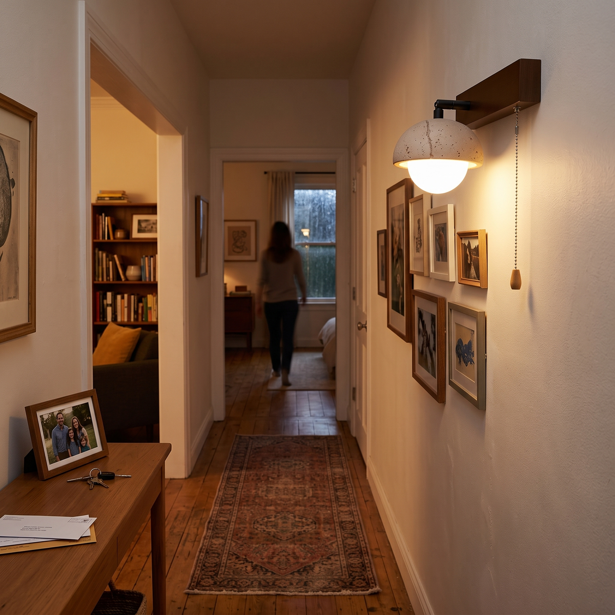 Linear Travertine Wall Light in hallway - Gevon