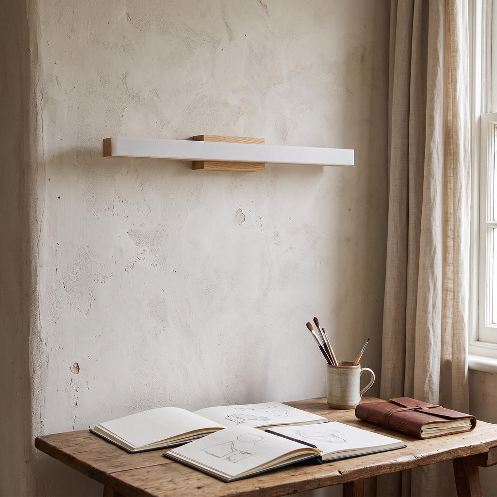 Wooden LED Wall Light Linear detail in daylight - Arisha