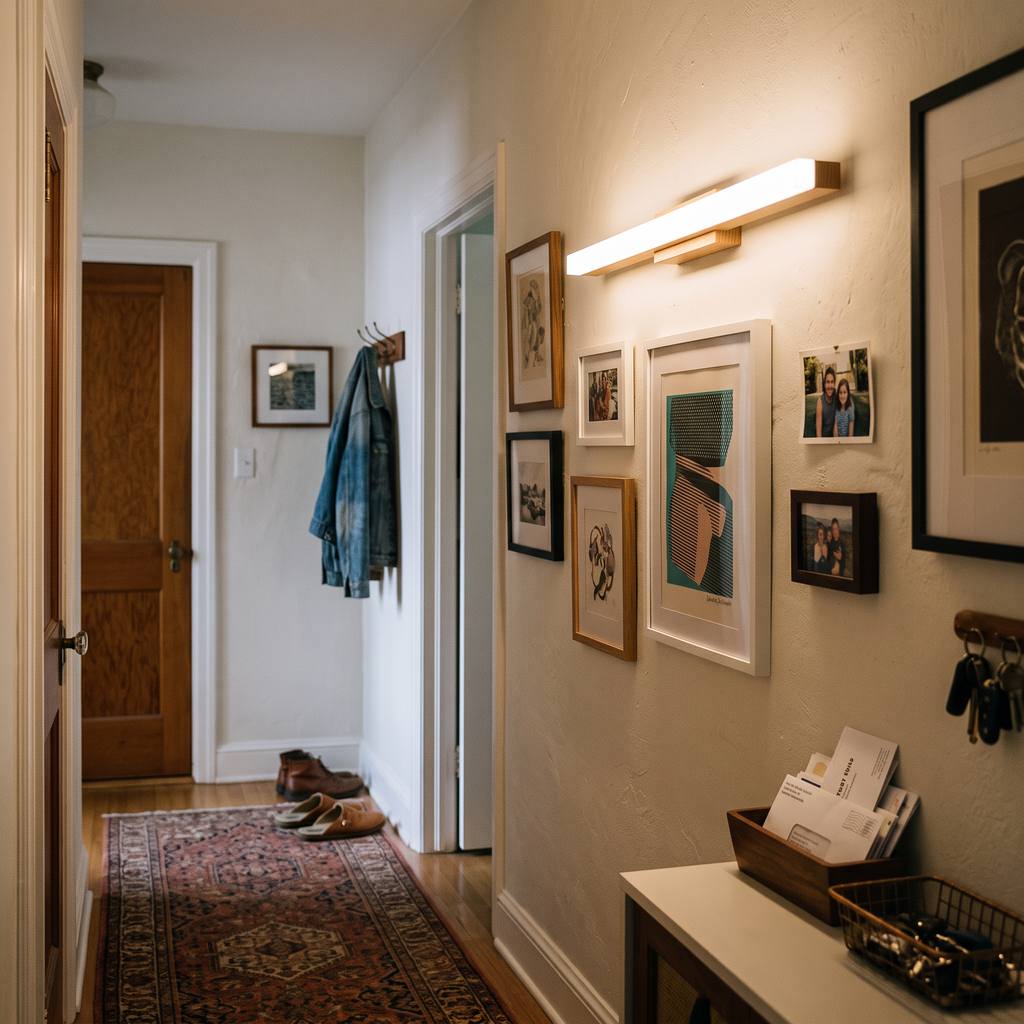 Wooden LED Wall Light Linear in hallway - Arisha