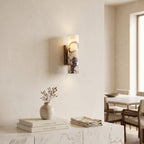 Marble Cylinder Wall Light – H 24cm in an elegant dining room above a marble sideboard