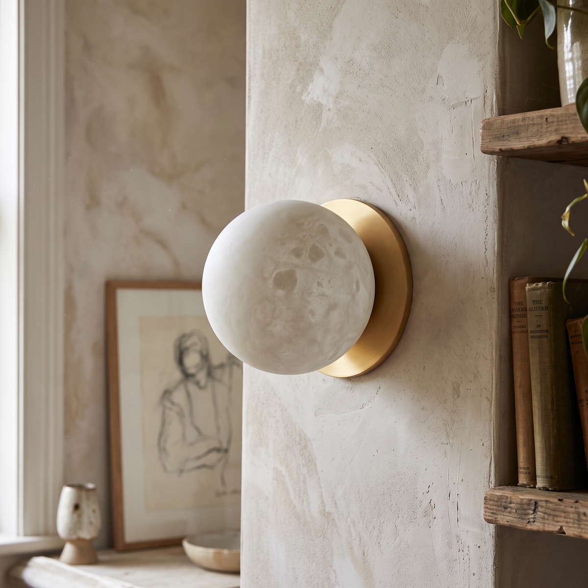 Mini Alabaster Wall Light detail in daylight - Kristy