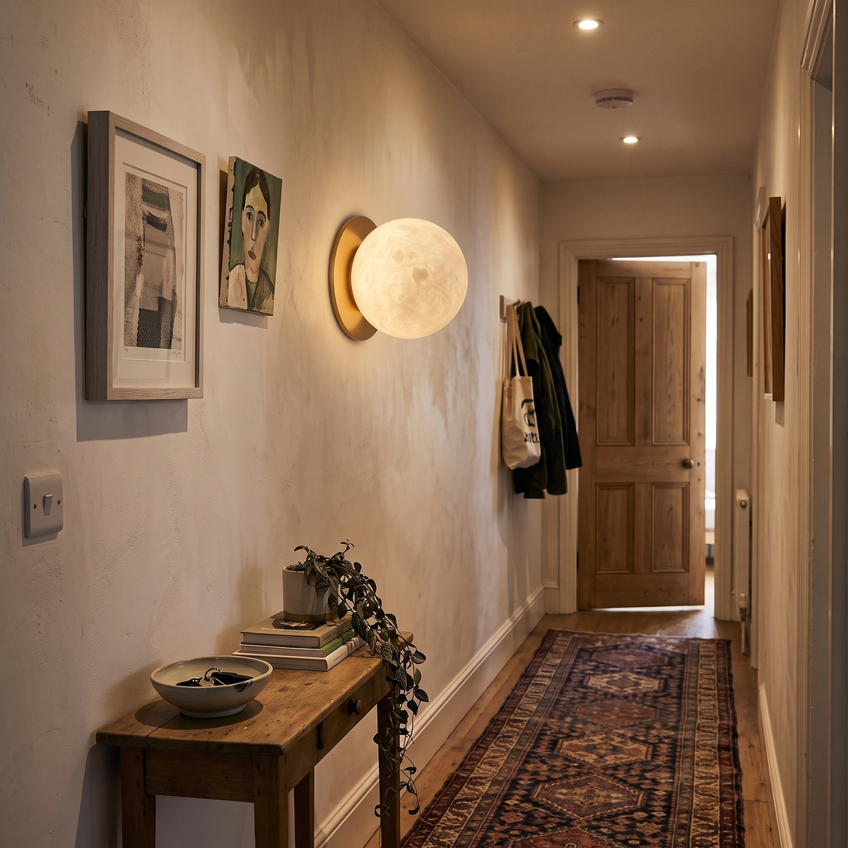 Mini Alabaster Wall Light in hallway - Kristy