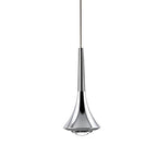 Modern chrome teardrop pendant light with a sleek iron body and integrated 9W LED, 21cm tall.