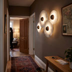 Alabaster Style Wall Light Multi Disc in hallway - Cryn