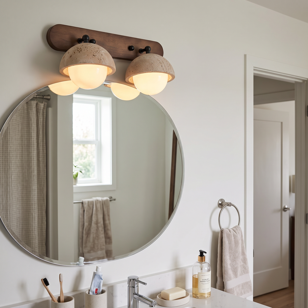 Travertine Wall Light Multi Head on staircase wall - Gavilo