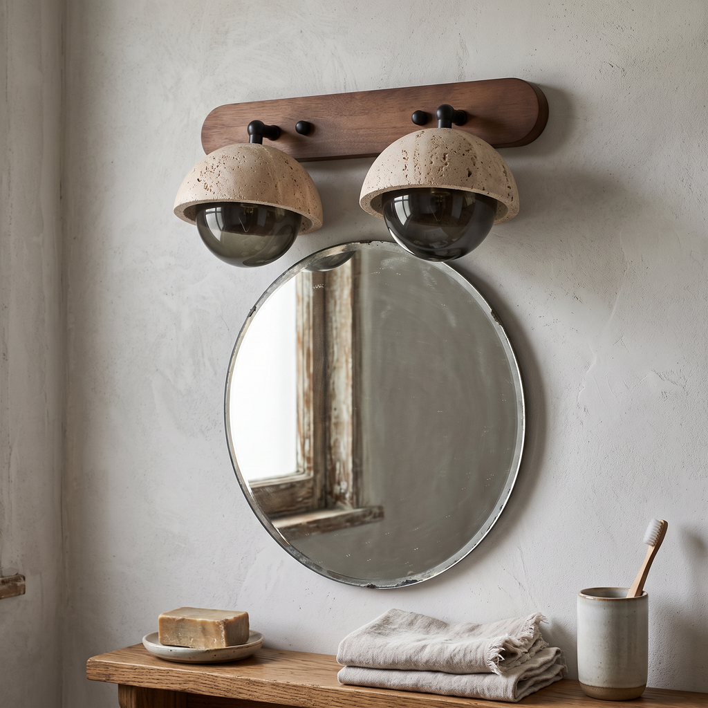Travertine Wall Light Multi Head detail in daylight - Gavilo