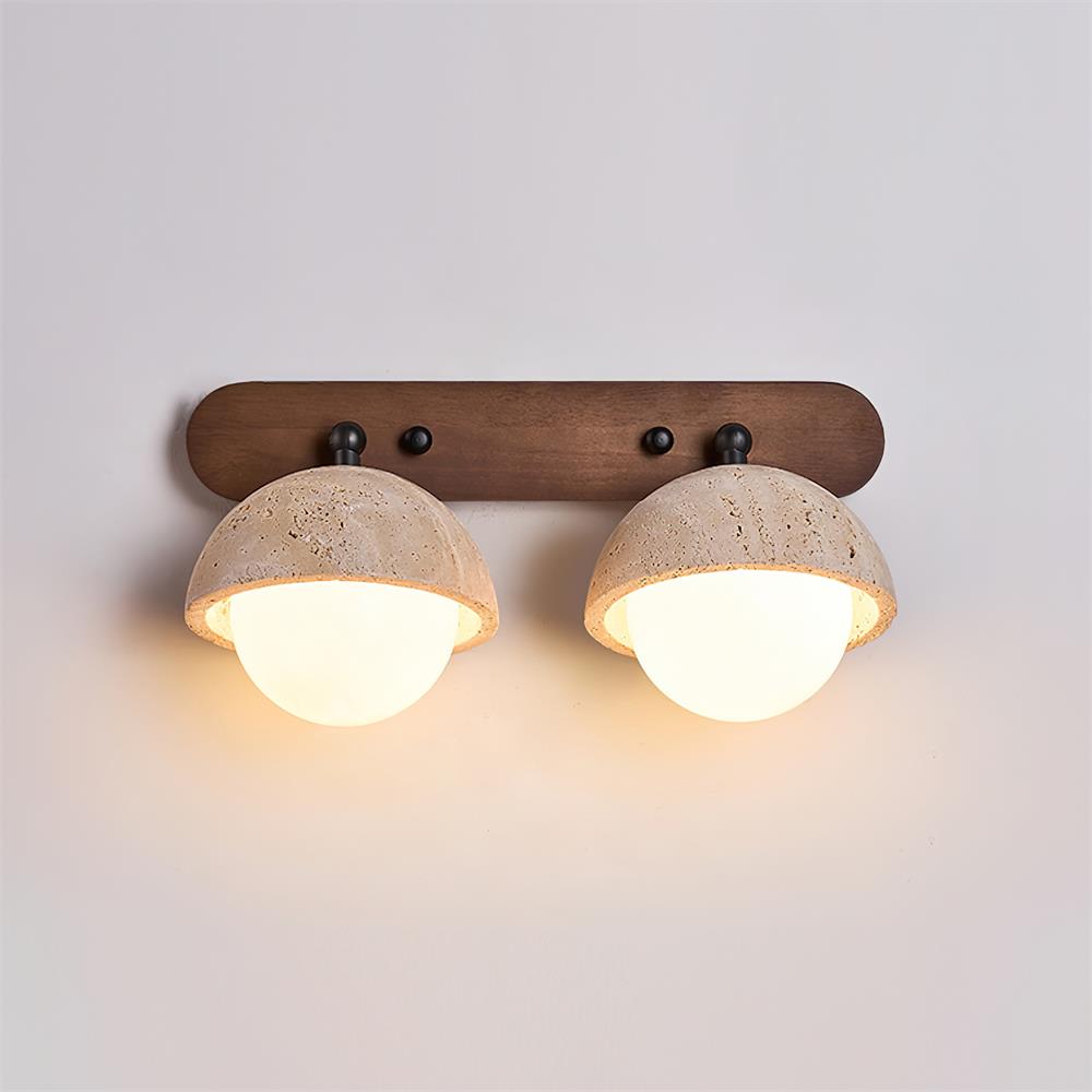 Multi Head Travertine Wall Light – G9 – Travertine, Walnut & Glass