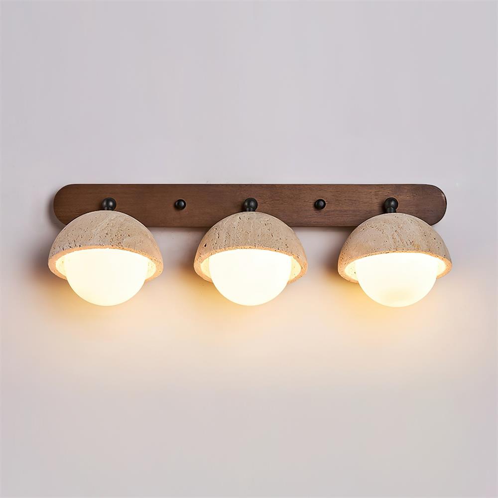 Multi Head Travertine Wall Light – G9 – Travertine, Walnut & Glass