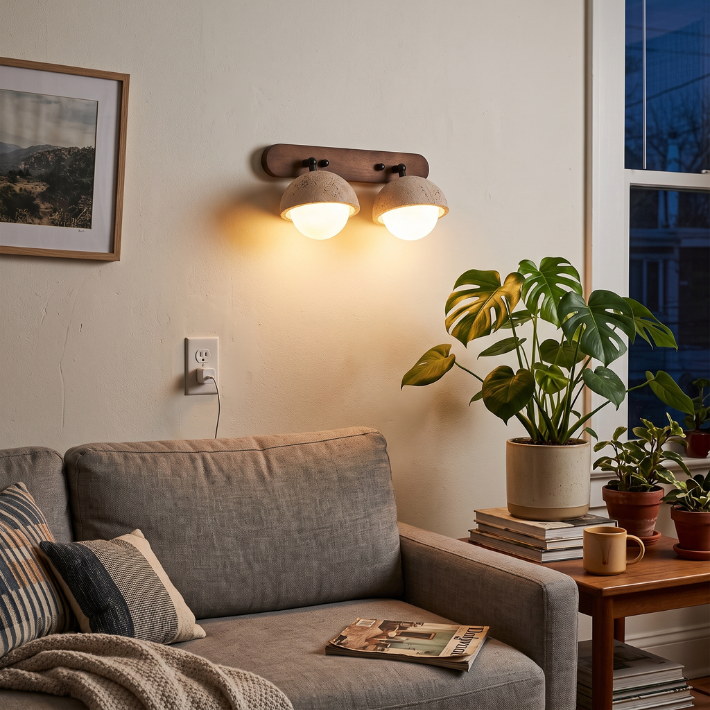 Travertine Wall Light Multi Head in living room - Gavilo