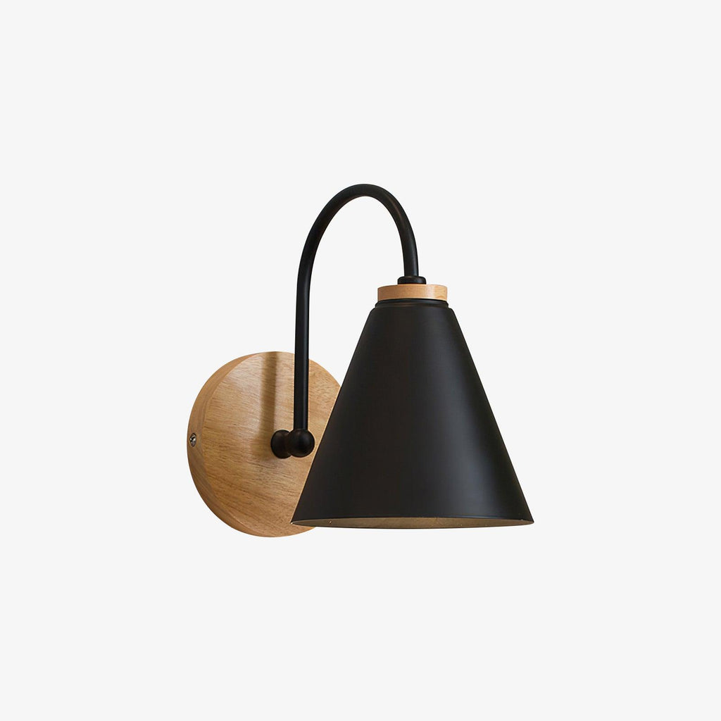 Nordic Wood Wall Light – E27 – Scandinavian – Iron & Wood