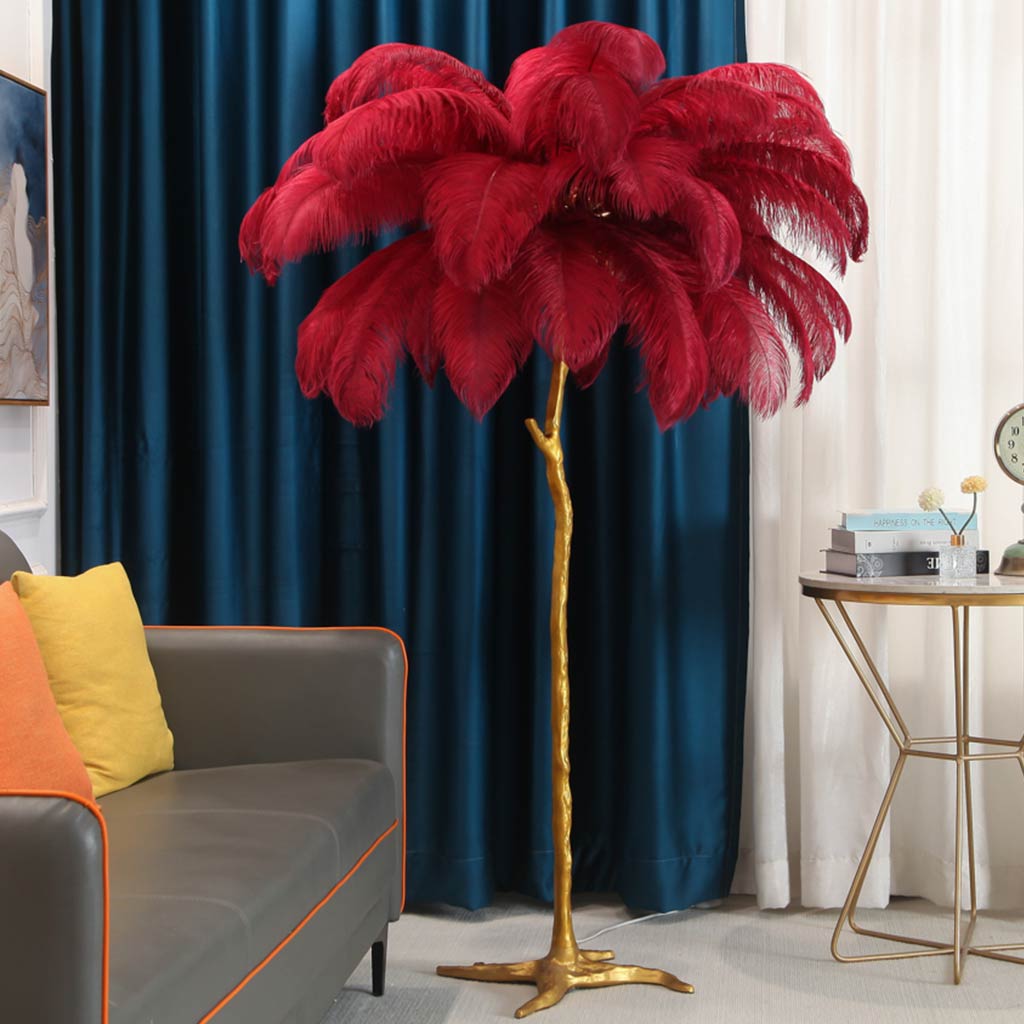 Ostrich Feather Floor Lamp – LED Bulbs Included – Glam Statement