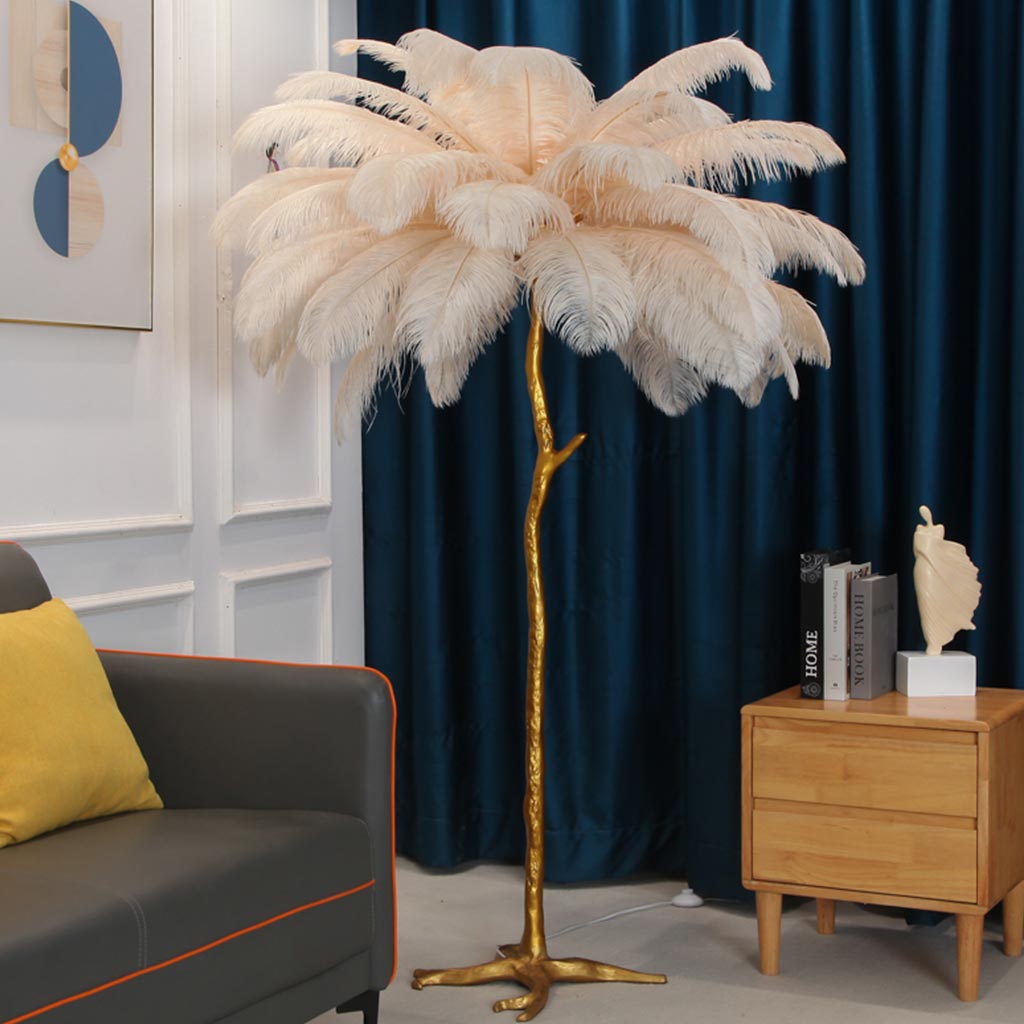 Ostrich Feather Floor Lamp – LED Bulbs Included – Glam Statement
