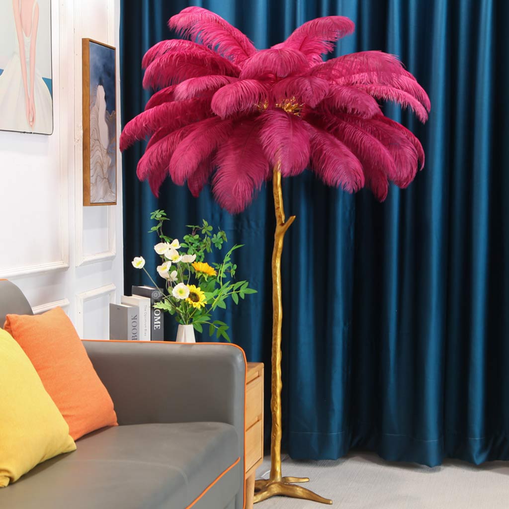 Ostrich Feather Floor Lamp – LED Bulbs Included – Glam Statement