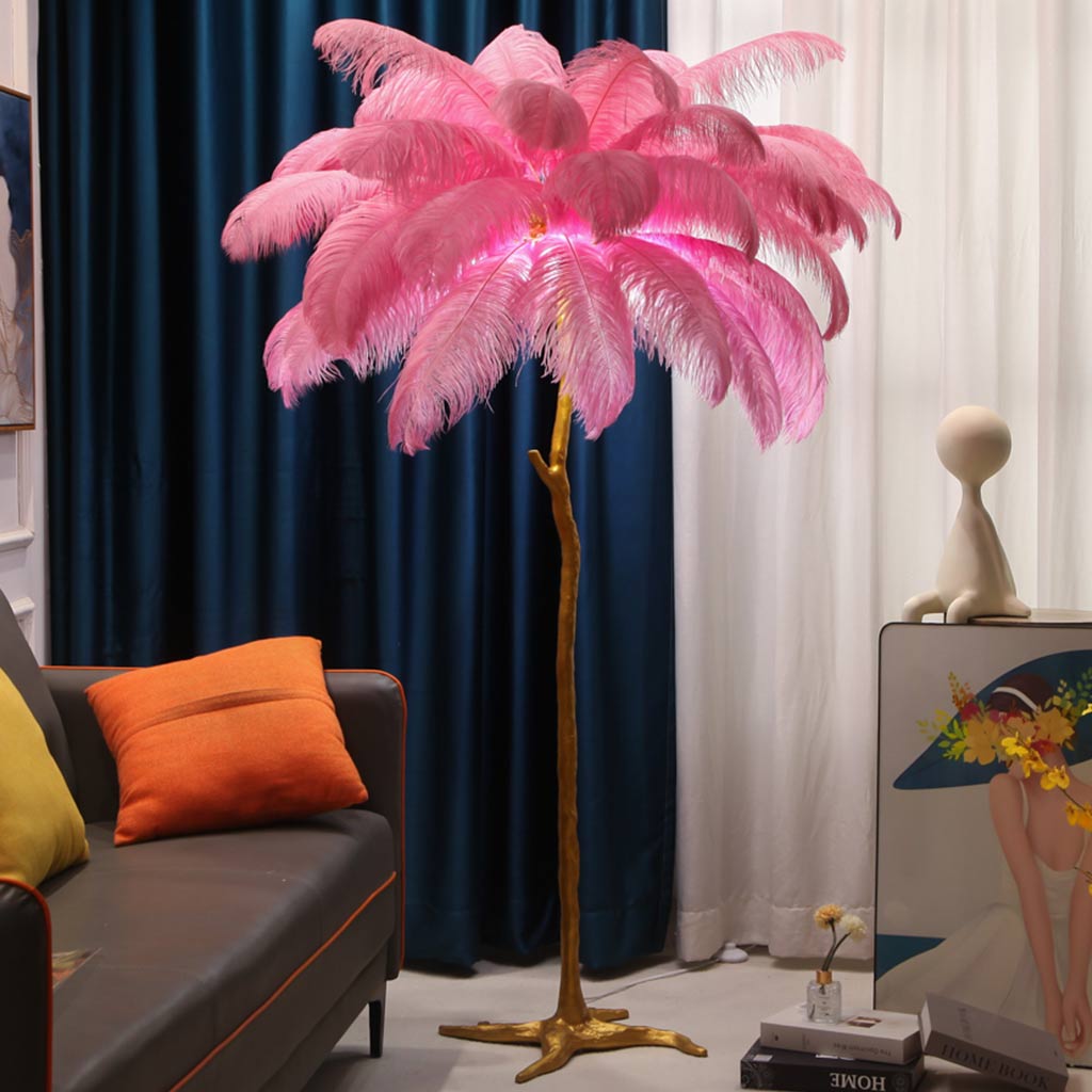 Ostrich Feather Floor Lamp – LED Bulbs Included – Glam Statement
