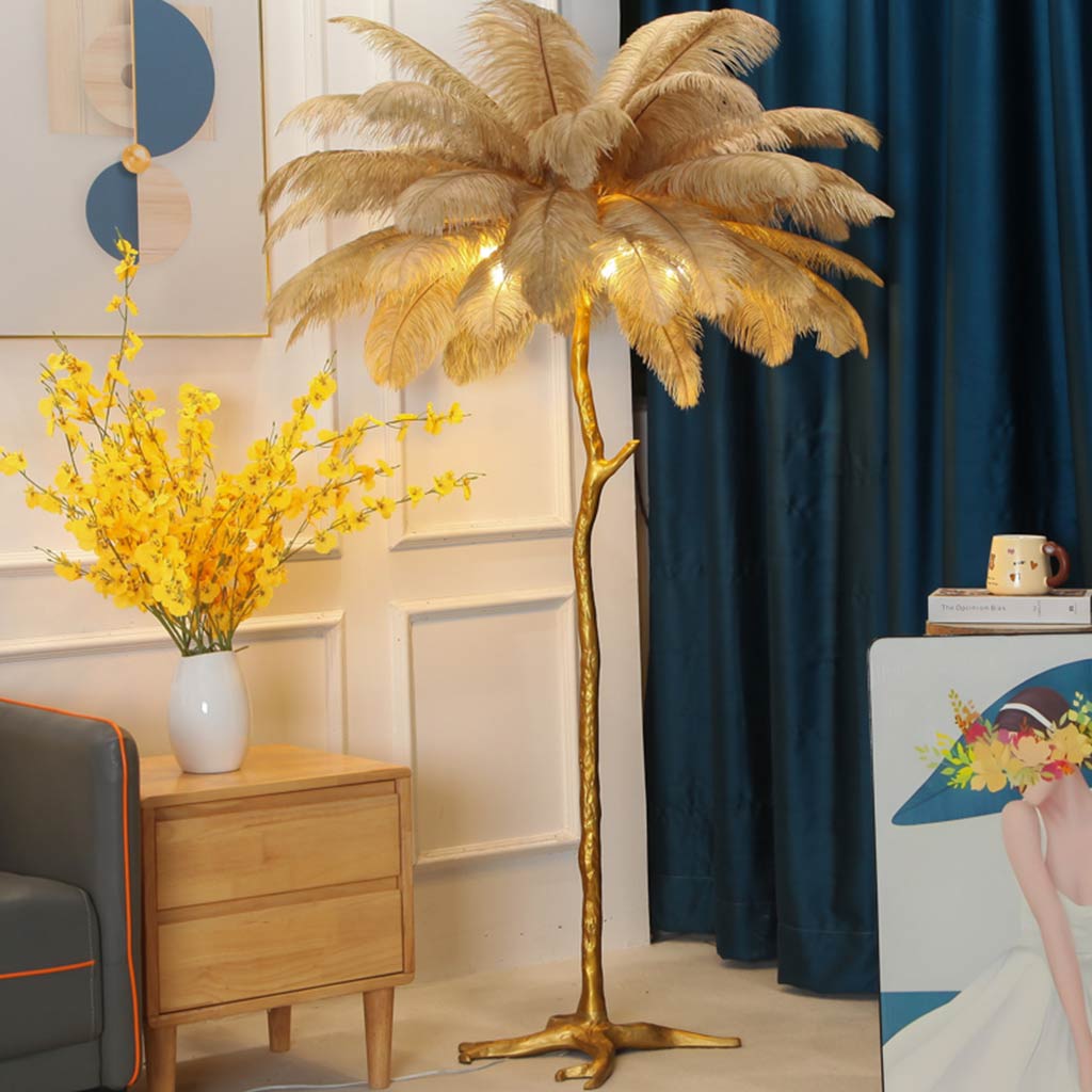 Ostrich Feather Floor Lamp – LED Bulbs Included – Glam Statement