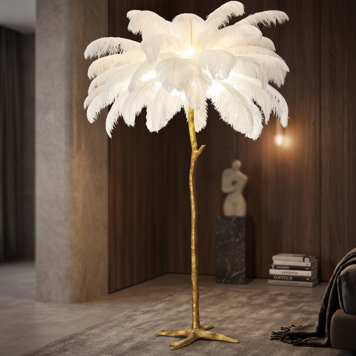 Ostrich Feather Floor Lamp – LED Bulbs Included – Glam Statement