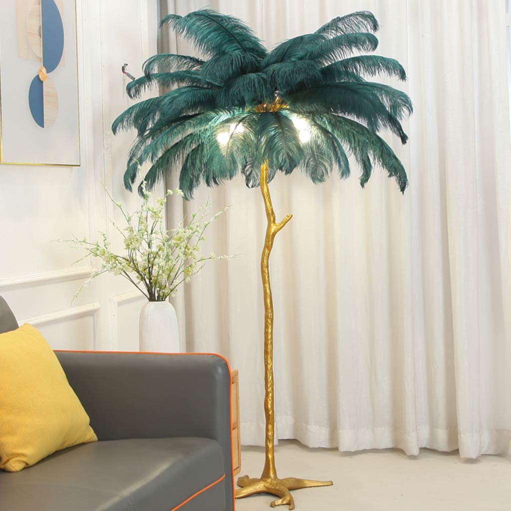 Ostrich Feather Floor Lamp – LED Bulbs Included – Glam Statement