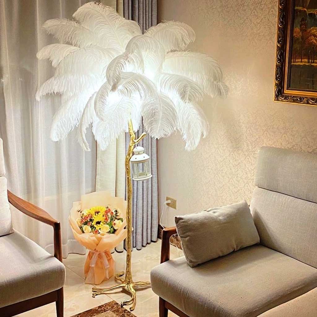 Ostrich Feather Floor Lamp – LED Bulbs Included – Glam Statement