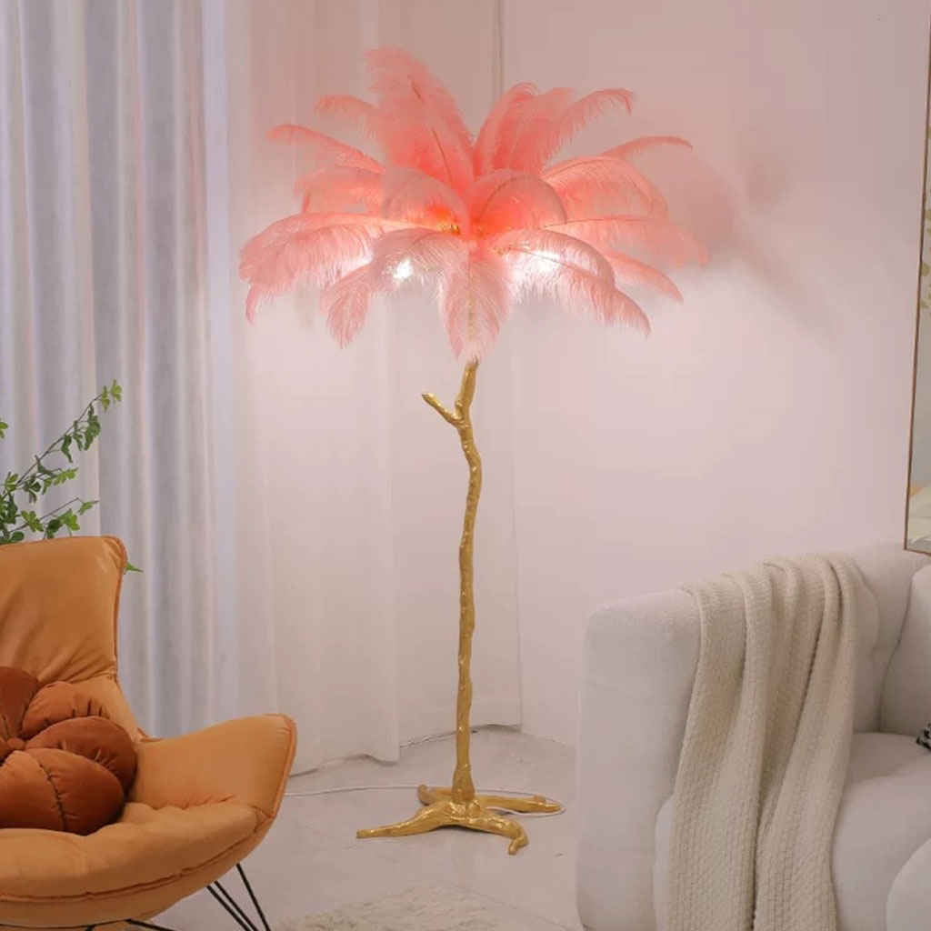 Ostrich Feather Floor Lamp – LED Bulbs Included – Glam Statement