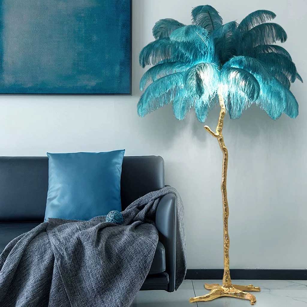 Ostrich Feather Floor Lamp – LED Bulbs Included – Glam Statement