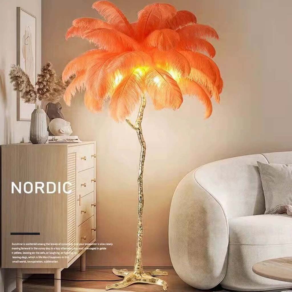 Ostrich Feather Floor Lamp – LED Bulbs Included – Glam Statement