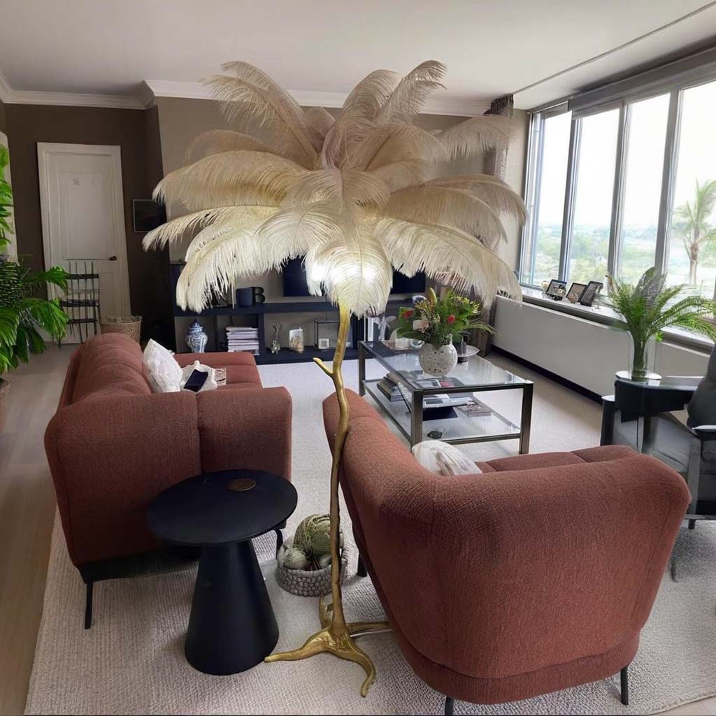 Ostrich Feather Floor Lamp – LED Bulbs Included – Glam Statement