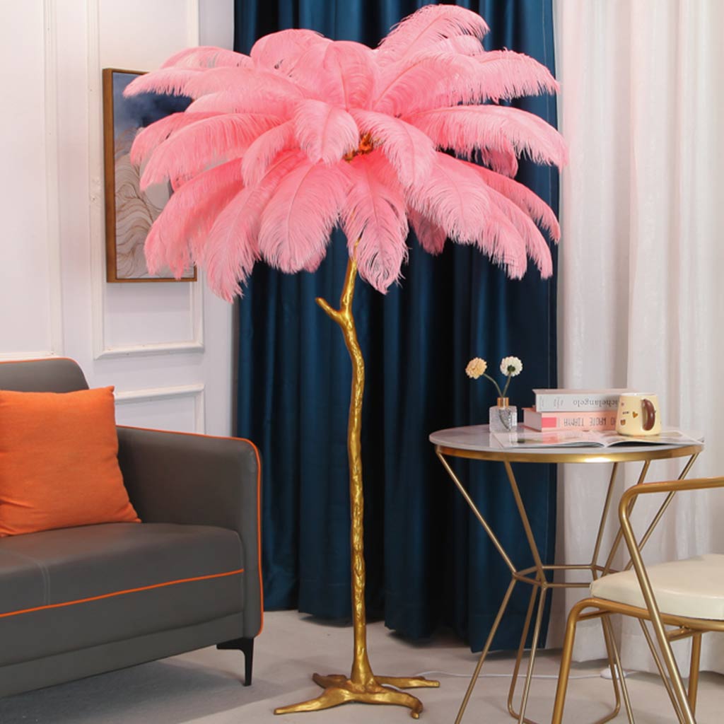 Ostrich Feather Floor Lamp – LED Bulbs Included – Glam Statement