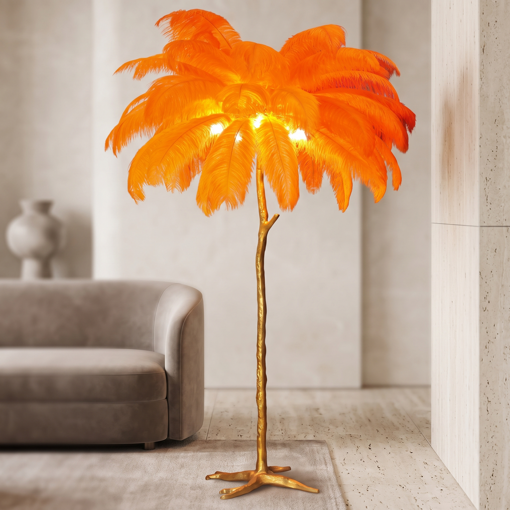 Ostrich Feather Floor Lamp – LED Bulbs Included – Glam Statement