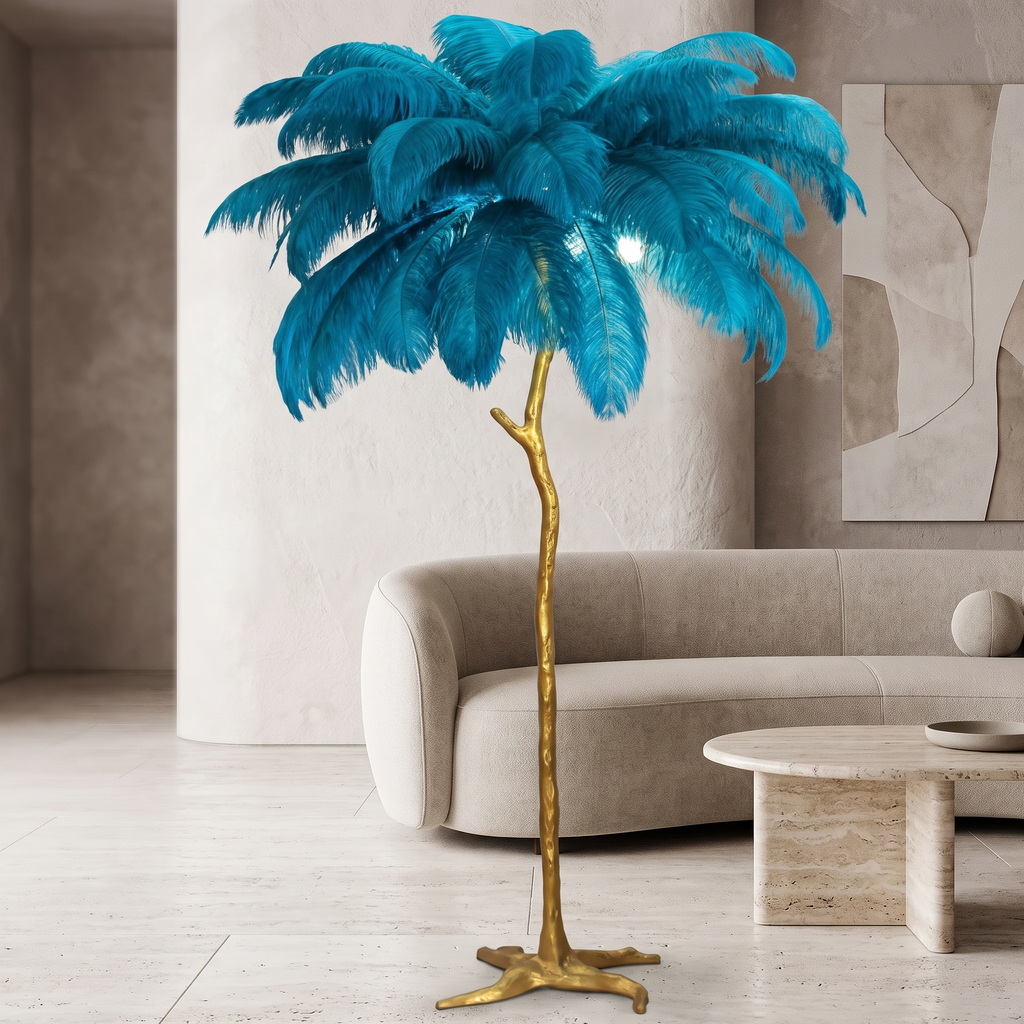 Ostrich Feather Floor Lamp – LED Bulbs Included – Glam Statement
