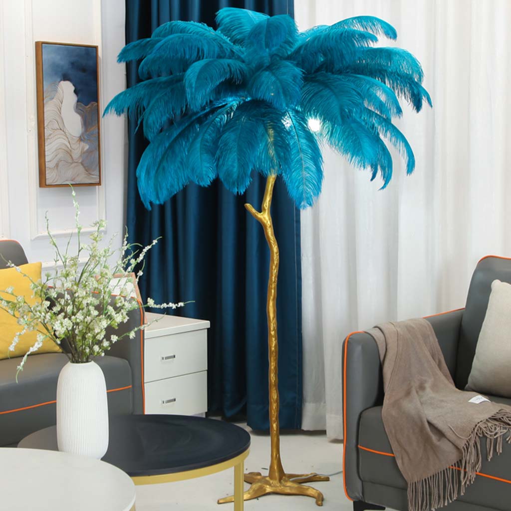 Ostrich Feather Floor Lamp – LED Bulbs Included – Glam Statement