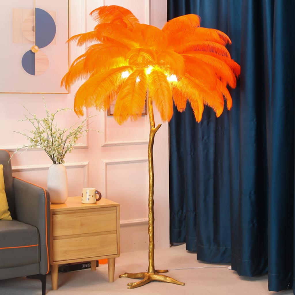 Ostrich Feather Floor Lamp – LED Bulbs Included – Glam Statement
