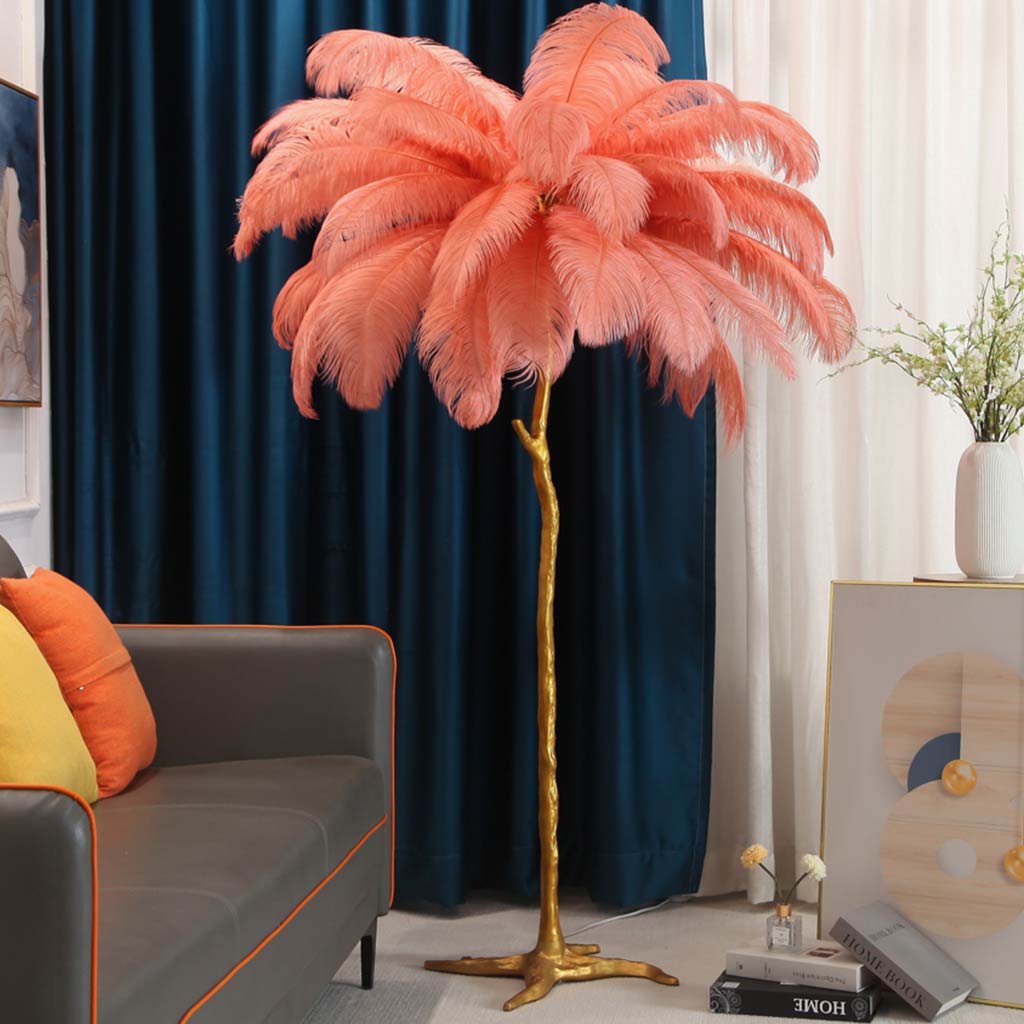 Ostrich Feather Floor Lamp – LED Bulbs Included – Glam Statement