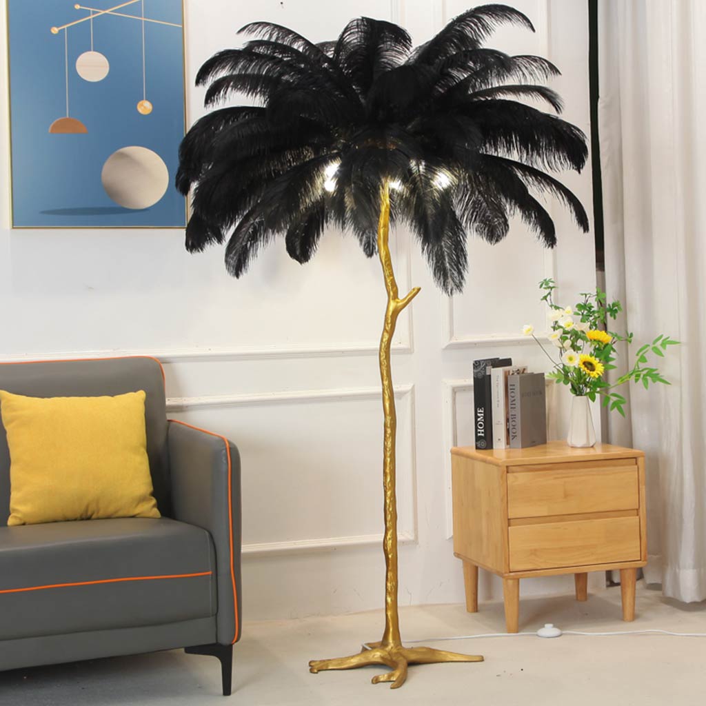 Ostrich Feather Floor Lamp – LED Bulbs Included – Glam Statement