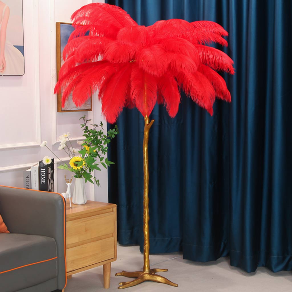 Ostrich Feather Floor Lamp – LED Bulbs Included – Glam Statement