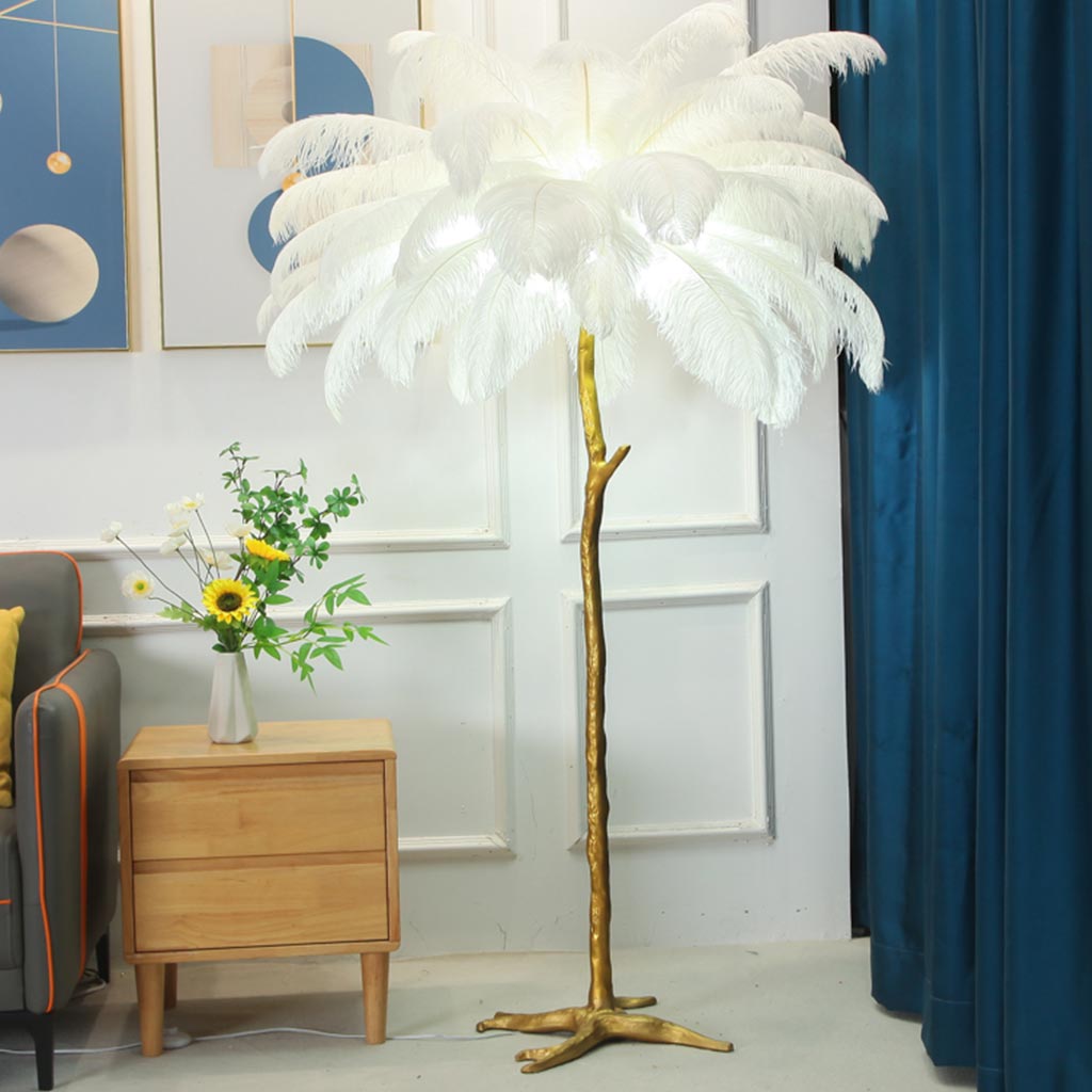 Ostrich Feather Floor Lamp – LED Bulbs Included – Glam Statement