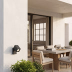 Outdoor Spotlight Wall Light – in a covered loggia with an outdoor dining table