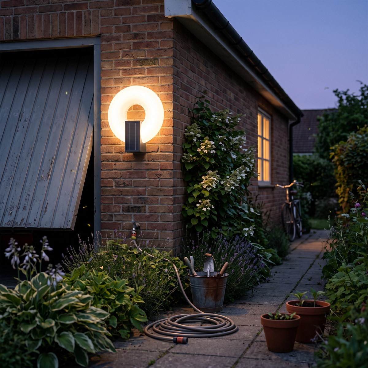 Outdoor Wall Light LED Waterproof by side path at twilight - Ray