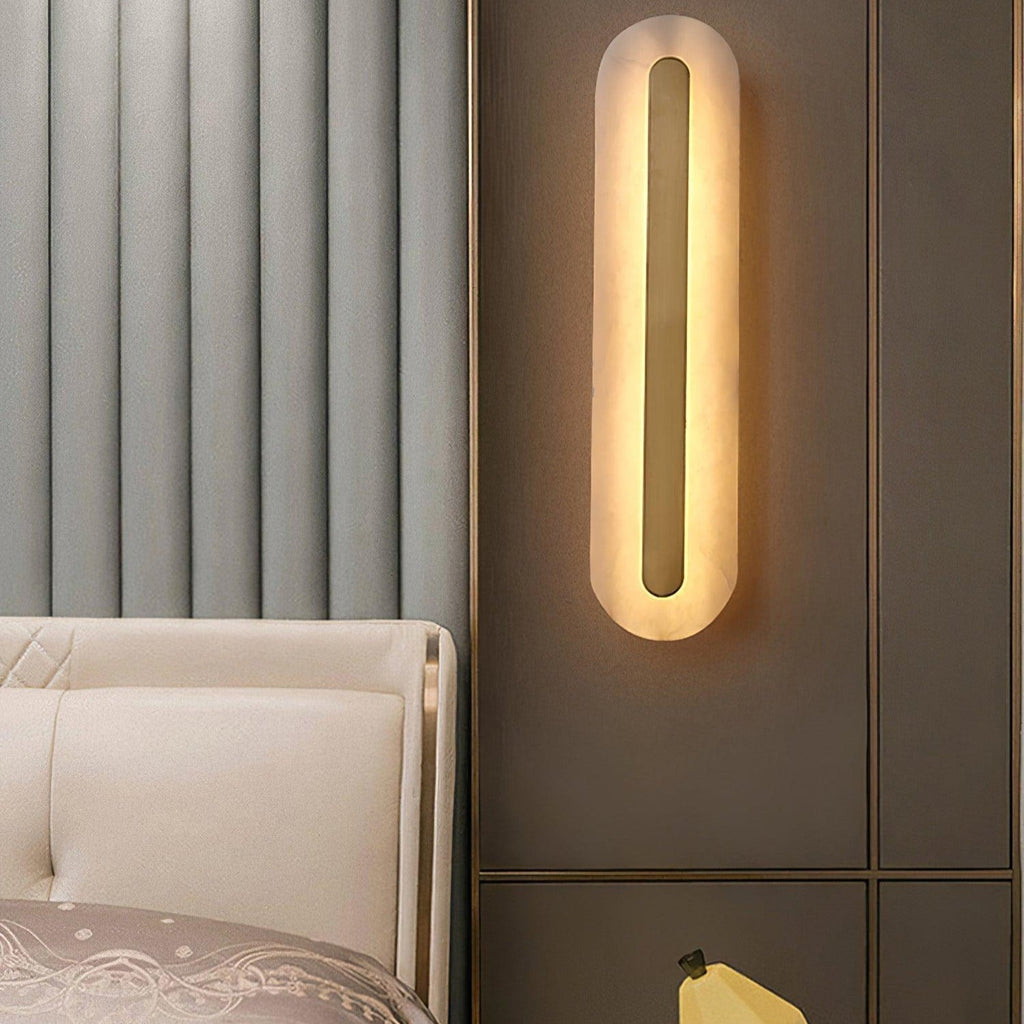 Oval Alabaster Style Wall Light – Integrated LED – Brass