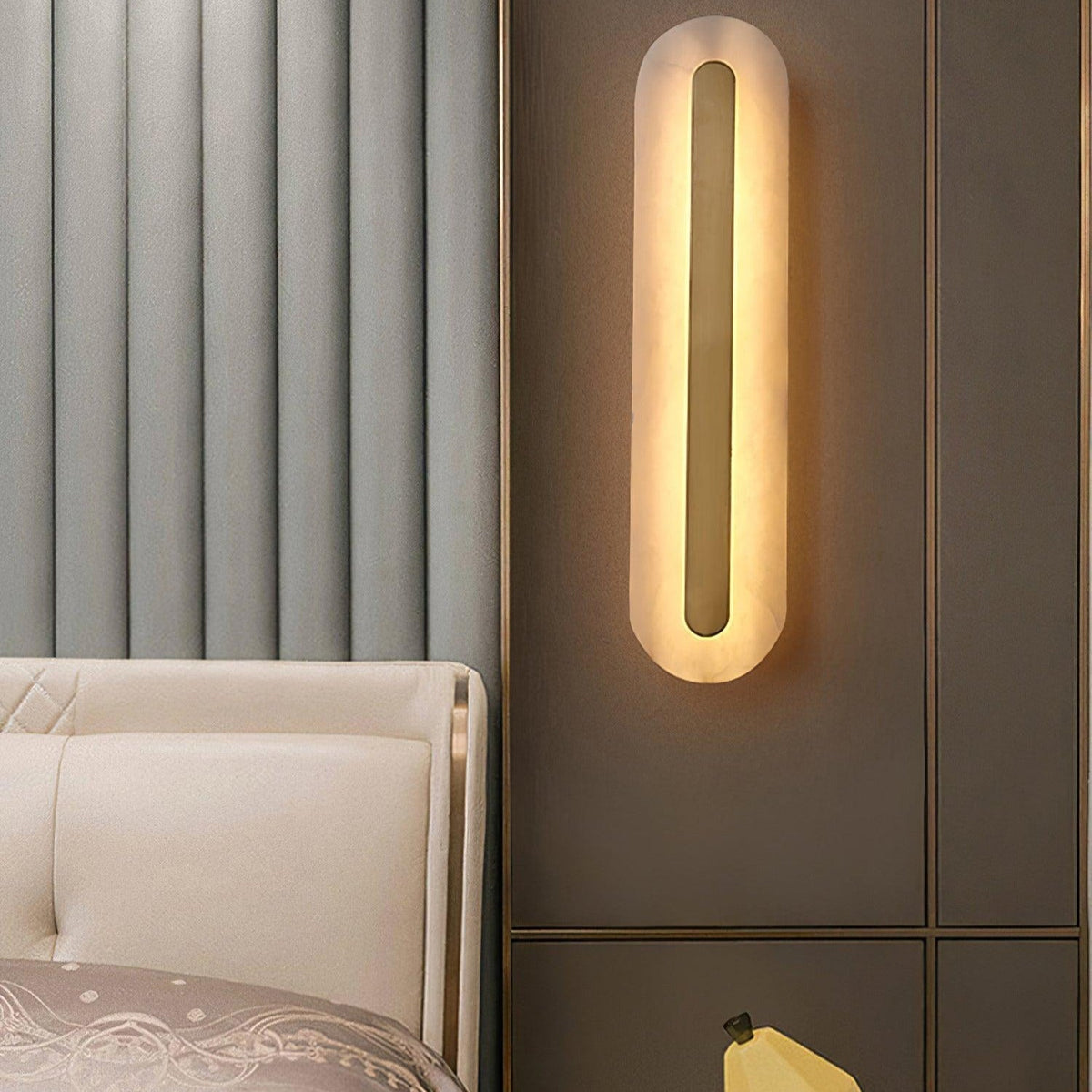 Oval Alabaster Style Wall Light – Integrated LED – Brass