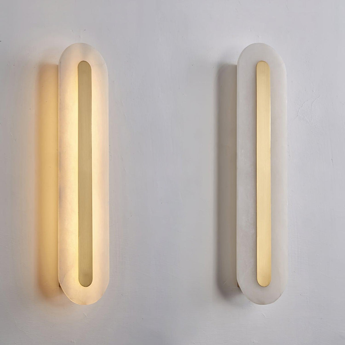 Oval Alabaster Style Wall Light – Integrated LED – Brass