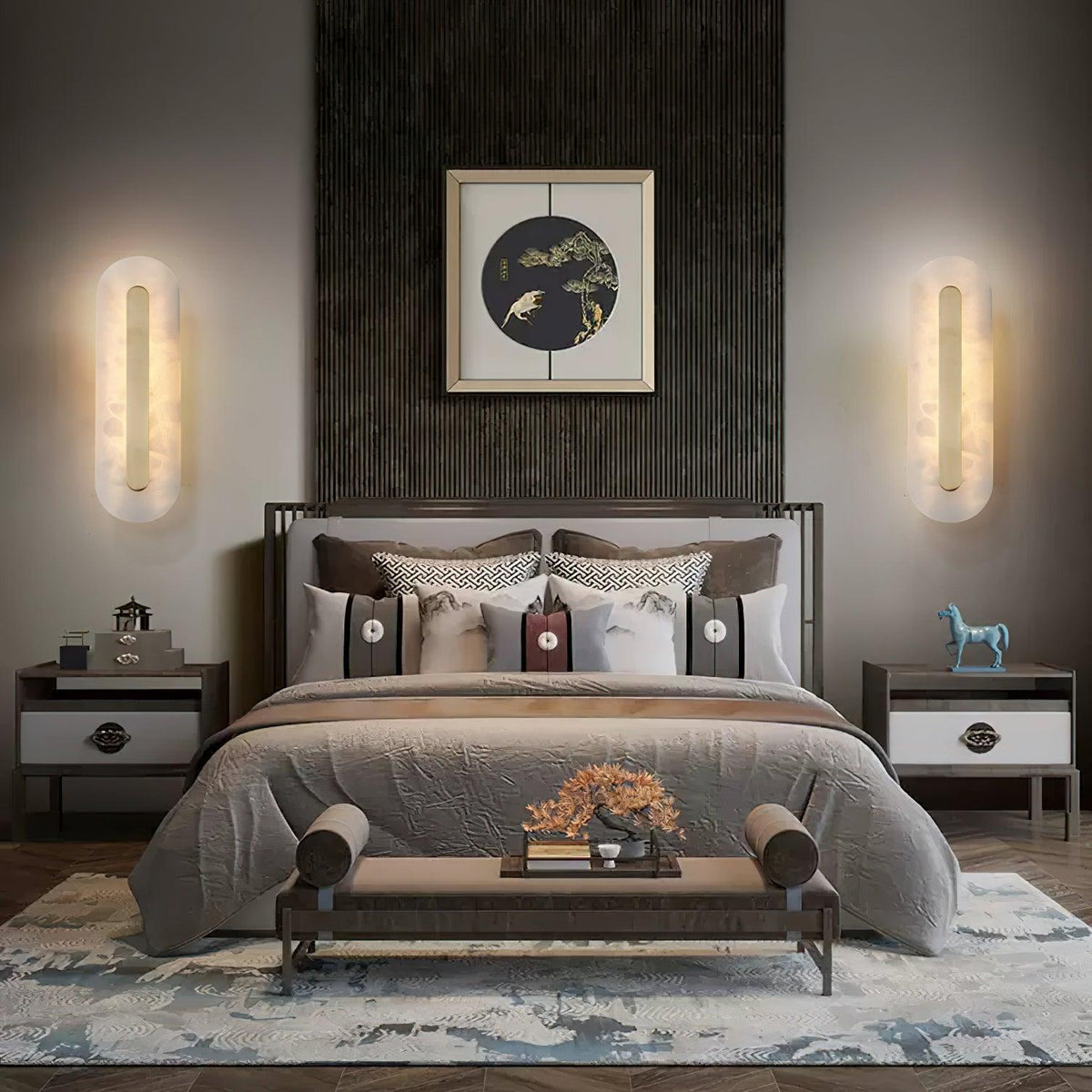 Oval Alabaster Style Wall Light – Integrated LED – Brass