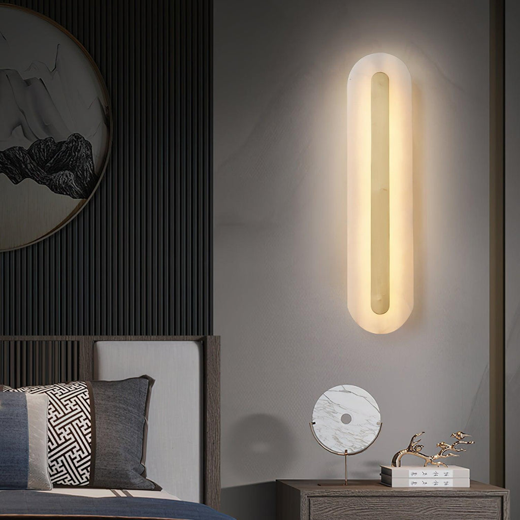Oval Alabaster Style Wall Light – Integrated LED – Brass