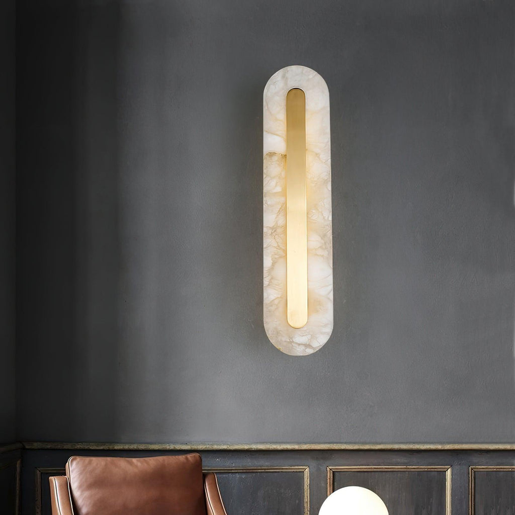 Oval Alabaster Style Wall Light – Integrated LED – Brass
