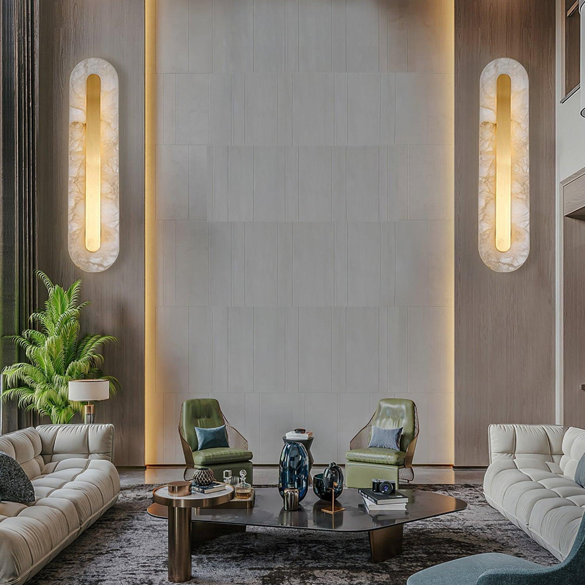Oval Alabaster Style Wall Light – Integrated LED – Brass