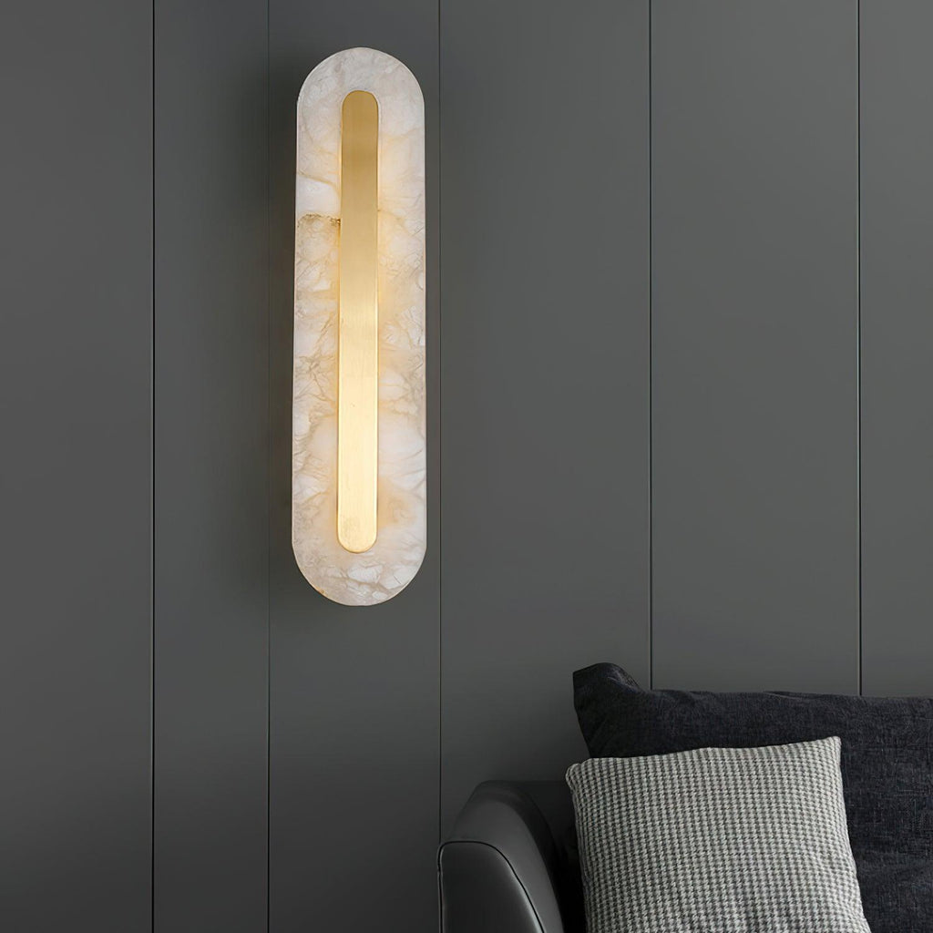 Oval Alabaster Style Wall Light – Integrated LED – Brass