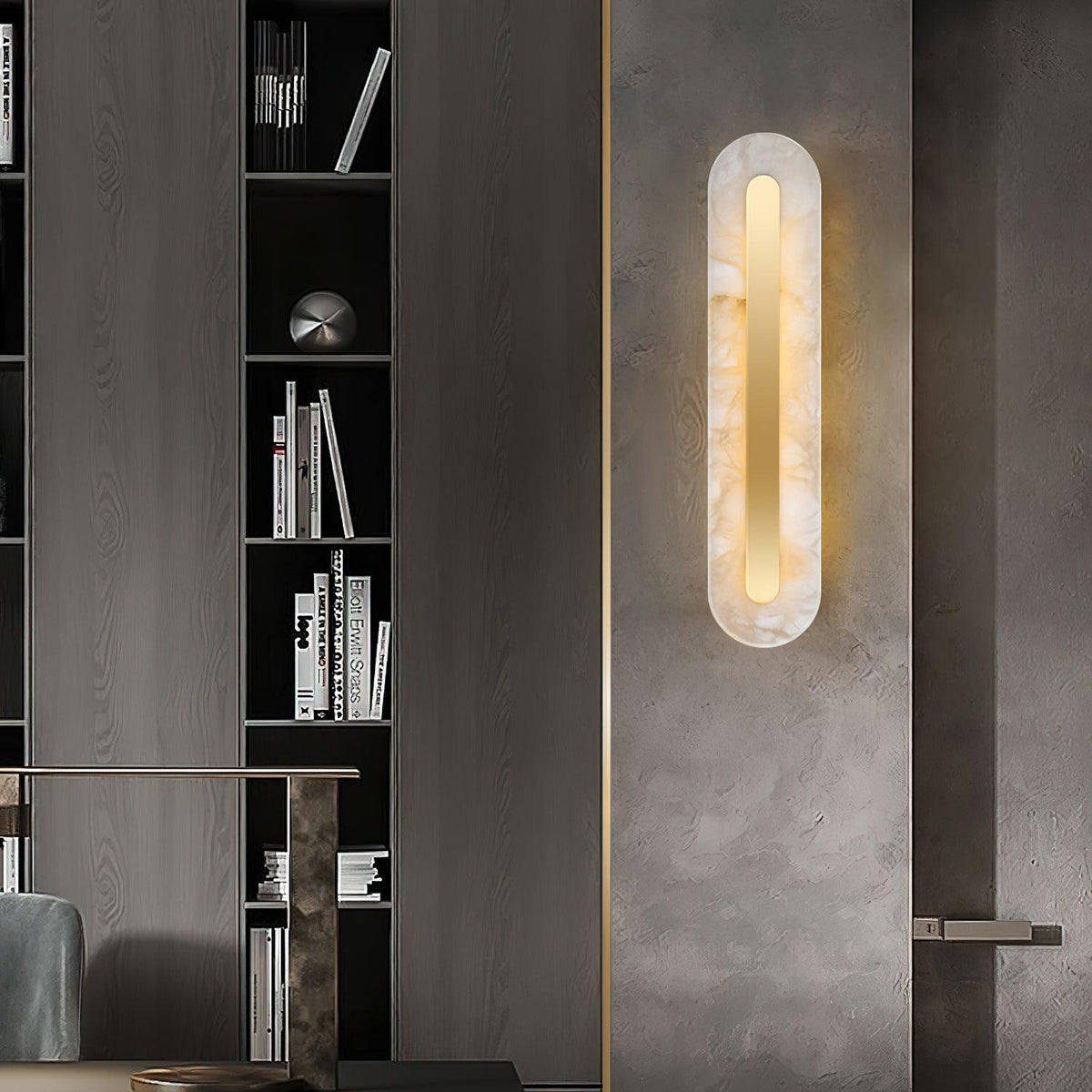 Oval Alabaster Style Wall Light – Integrated LED – Brass